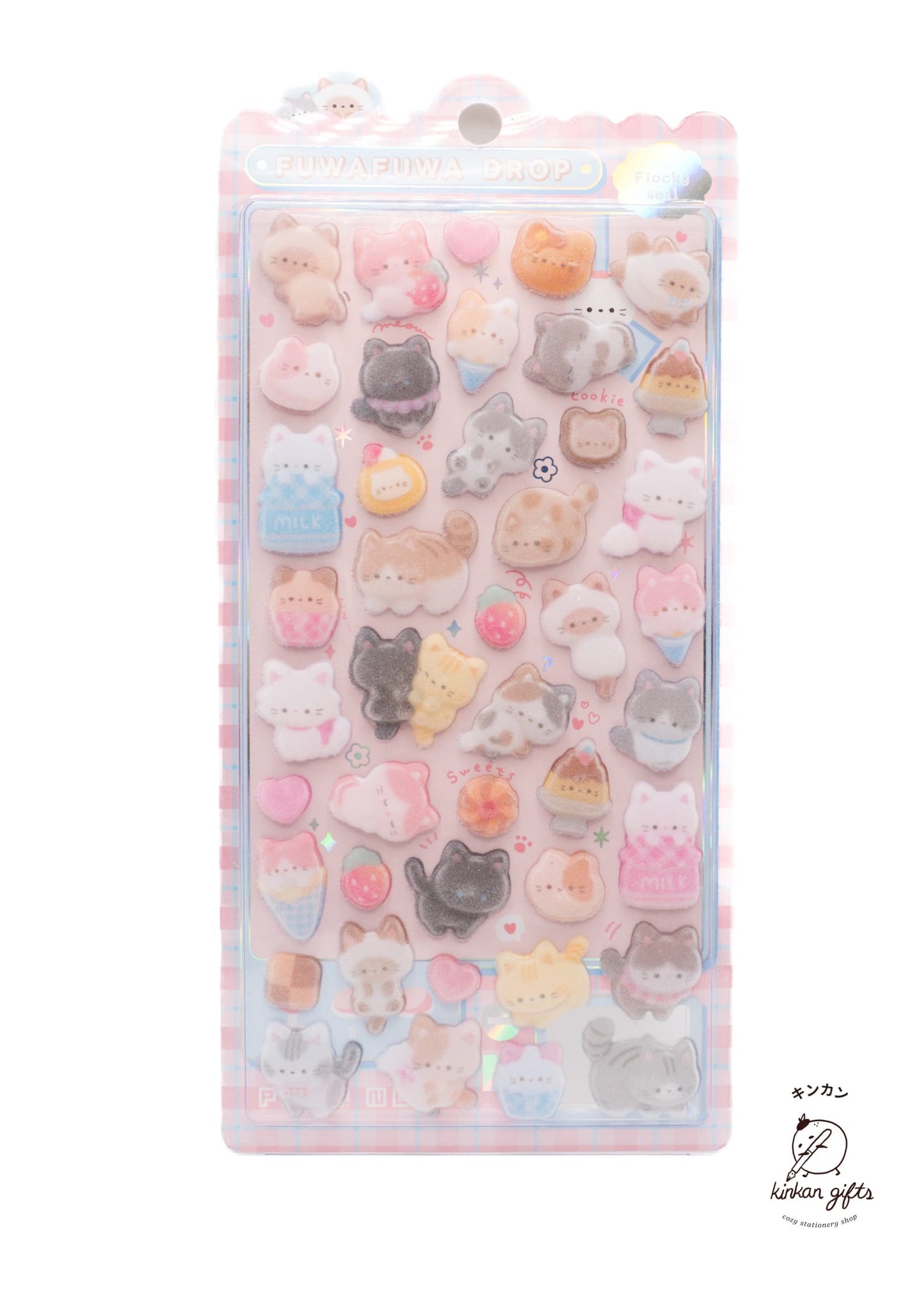 Spoon Inc. Decorative Stickers Cats Fuwafuwa Drop Seal - Flocky Seal