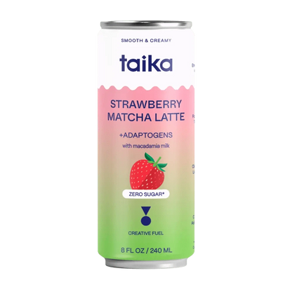 Taika Beverages Strawberry Matcha Latte with Adaptogens
