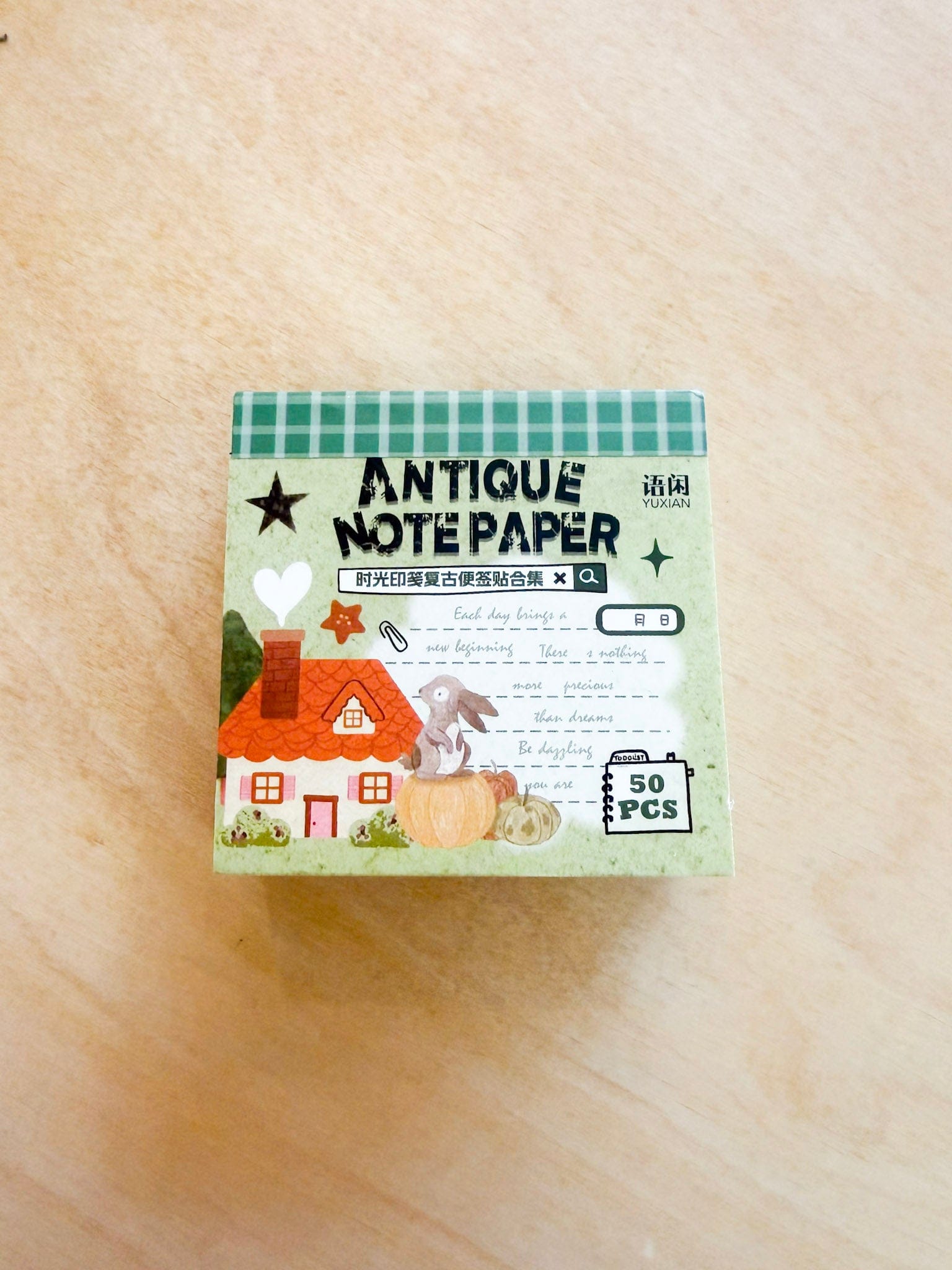 Temu Paper Sheets Antique Notepaper (Rabbit & House) Mini Vintage Notepaper Books - 50 Designs