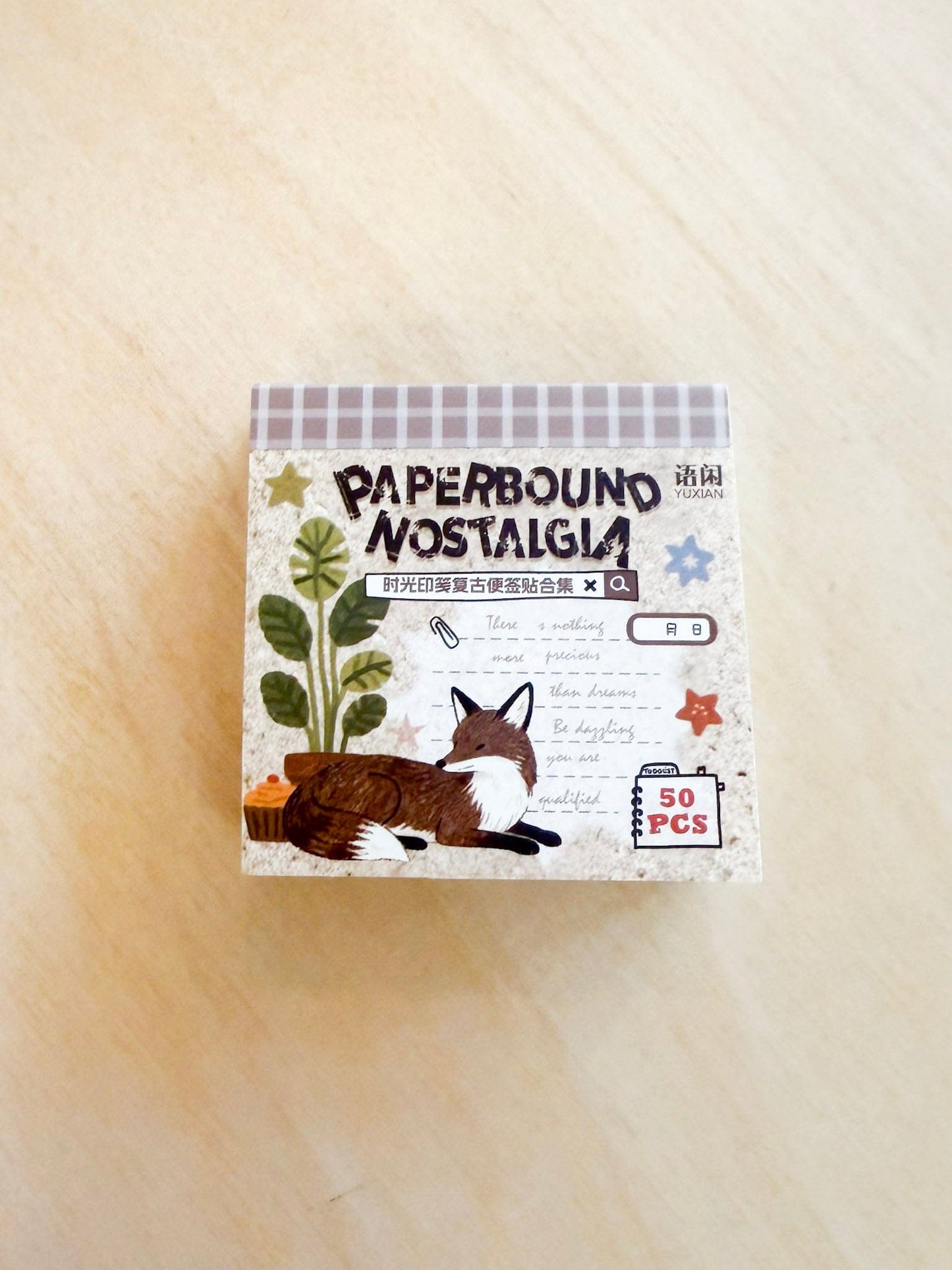 Temu Paper Sheets Paperbound Nostalgia (Fox and Stars) Mini Vintage Notepaper Books - 50 Designs