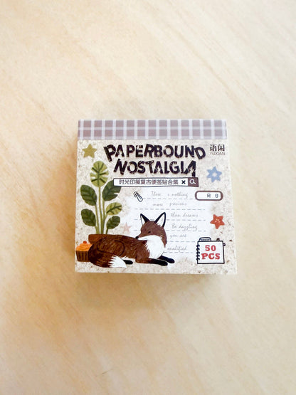 Temu Paper Sheets Paperbound Nostalgia (Fox and Stars) Mini Vintage Notepaper Books - 50 Designs