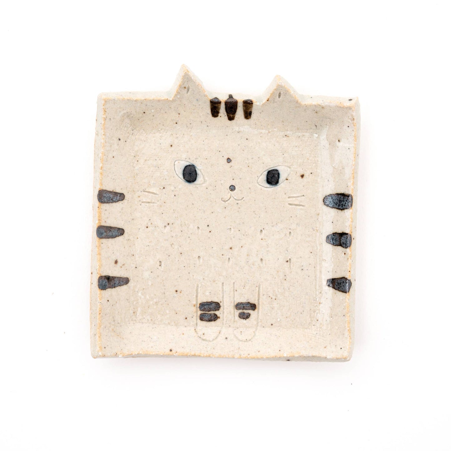 U PLUS INC Handmade Cat Square Plate Set of 3 - Beige