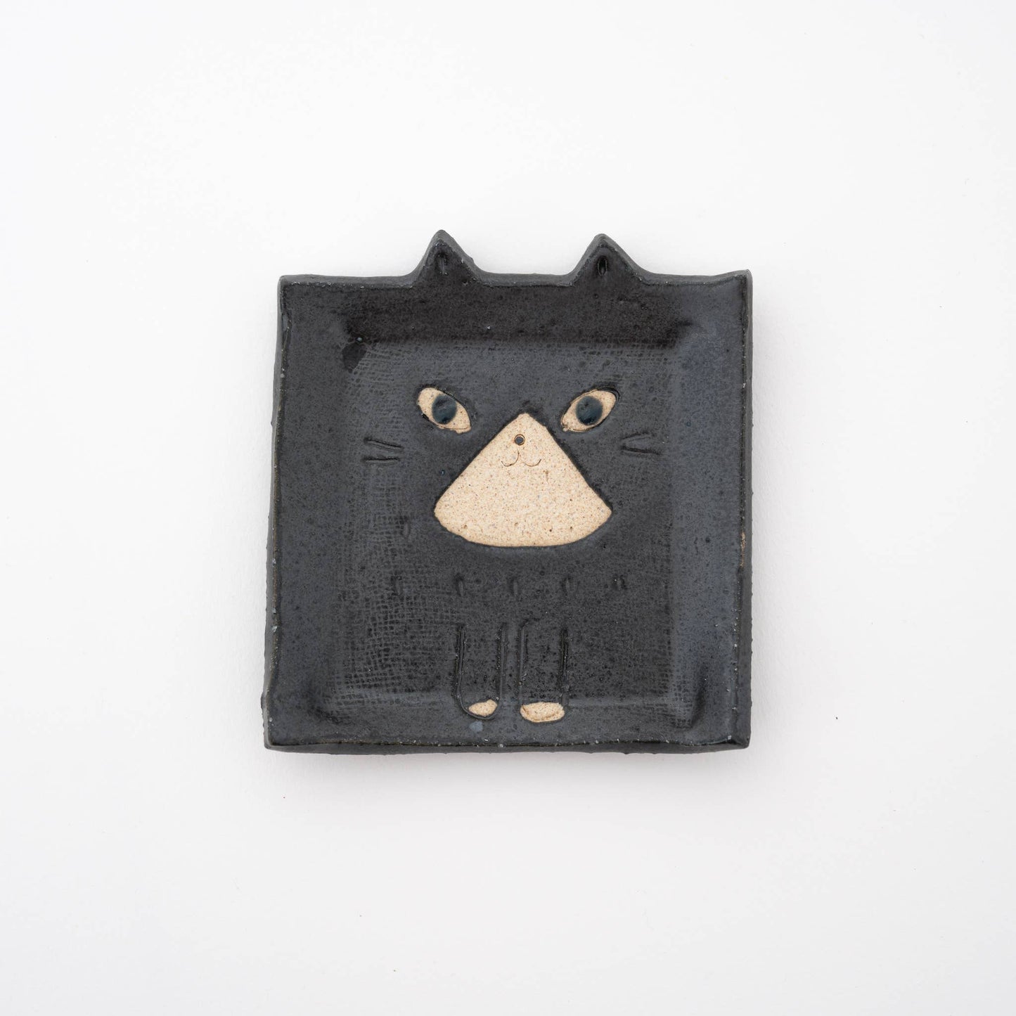 U PLUS INC Handmade Cat Square Plate Set of 3 - Black