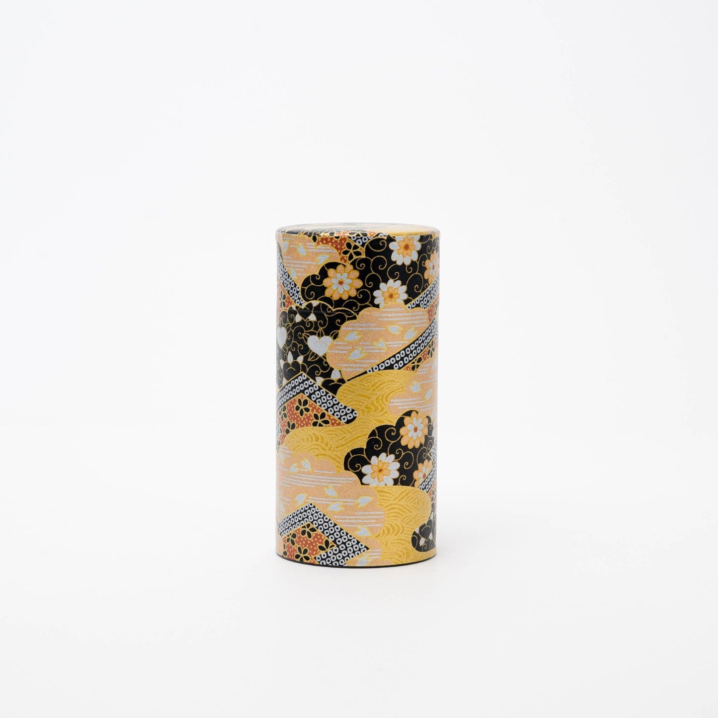 U PLUS INC Tea & Tea Sets BLACK & GOLD Japanese Traditional Washi Tea Canister – 5 Pattern 200g