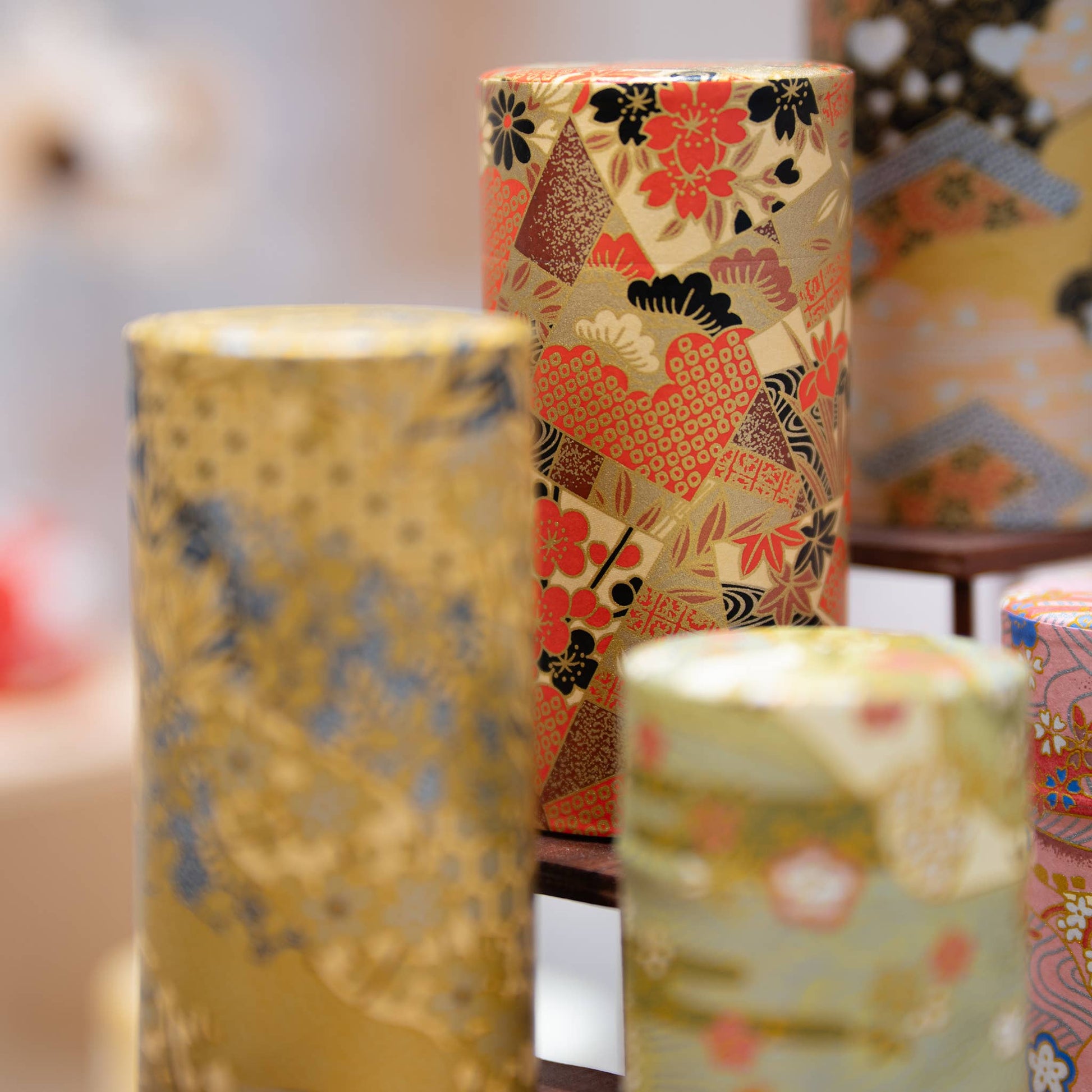 U PLUS INC Tea & Tea Sets Japanese Traditional Washi Tea Canister – 5 Pattern 200g