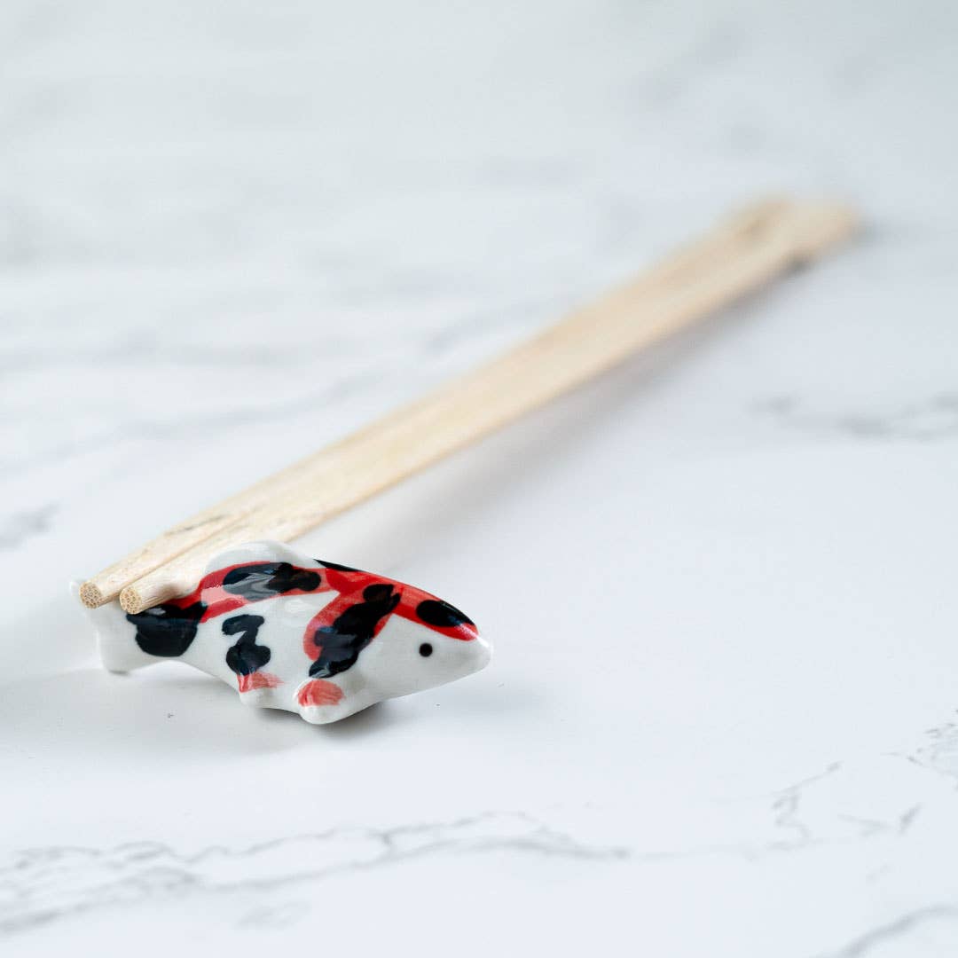 Urban Tokyo Japanese Koi Fish Porcelain Chopsticks Rest 2"L Sanke (12/288)
