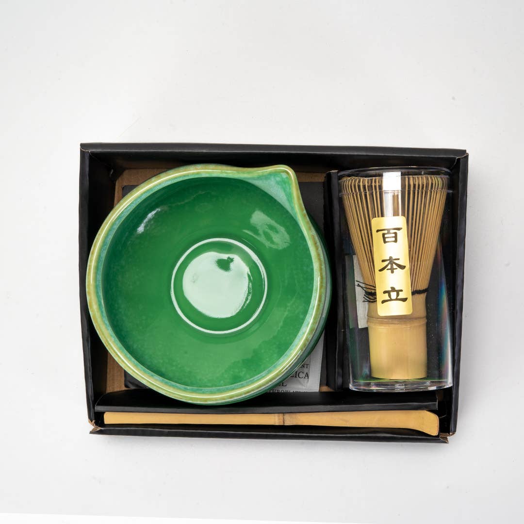 Urban Tokyo Matcha Set 20oz Porcelain Latte Bowl with Whisk and Scoop Green (1/16)