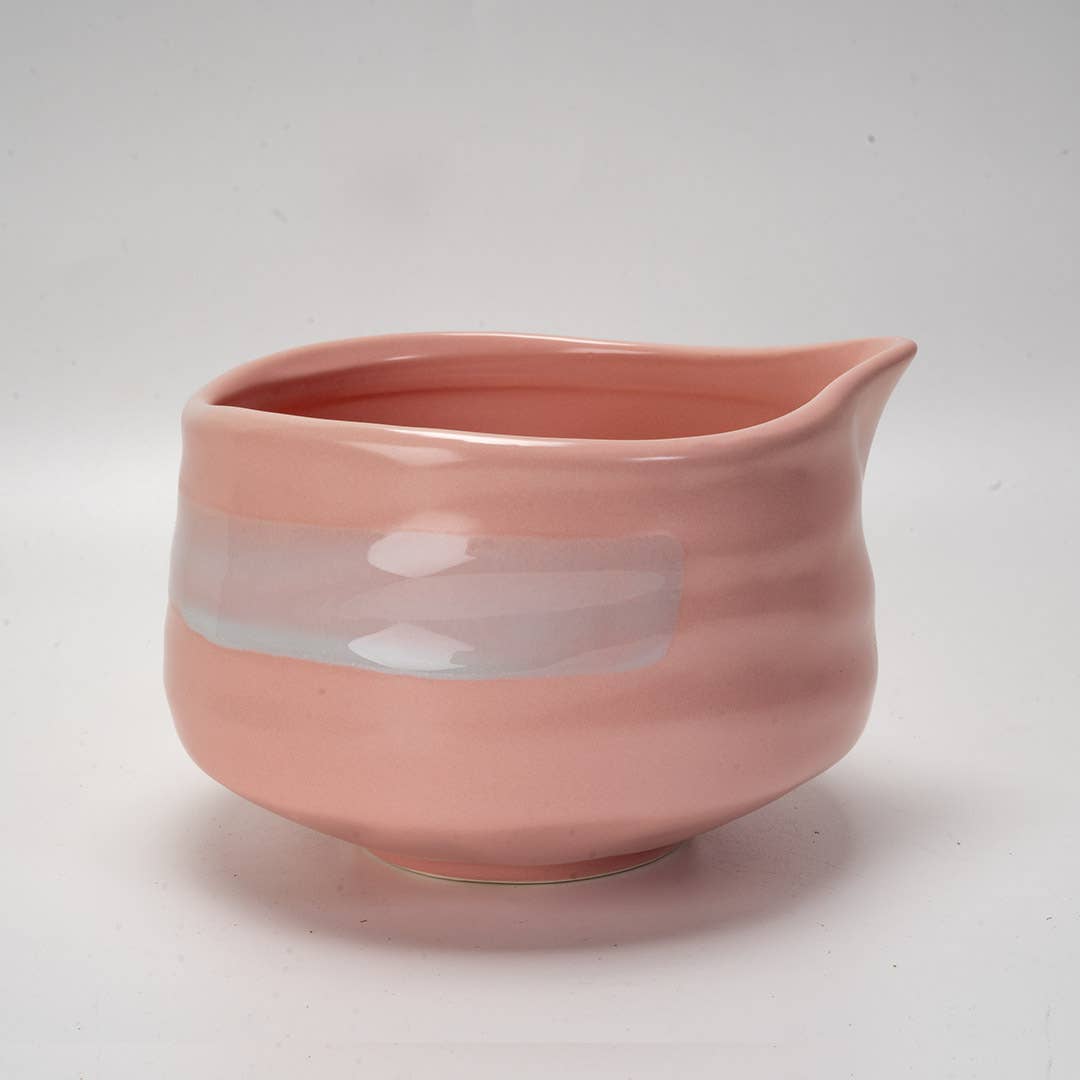 Urban Tokyo Matcha Set 20oz Porcelain Latte Bowl with Whisk and Scoop Pink Brushstroke (1/16)