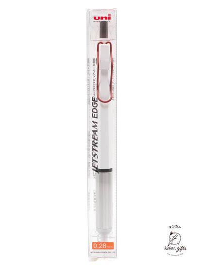 Zoomy BUNGU Pens White/Red uni Jetstream Edge Ballpoint Pen - Ultra Fine 0.28mm